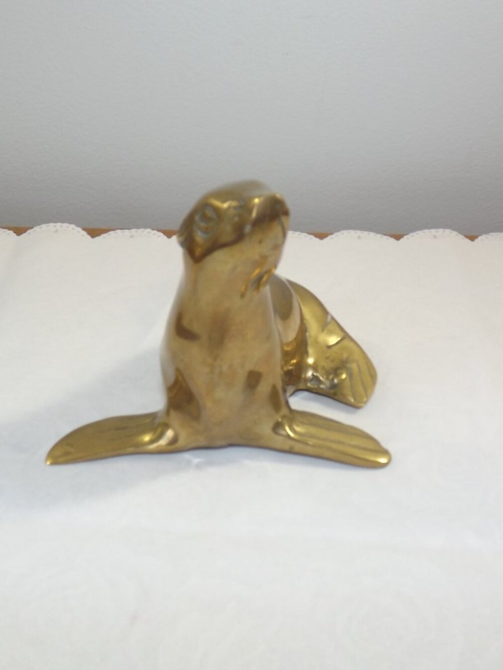 Brass Sea Lion Figurine - Gold Home Art Accent - Picture 5 of 9